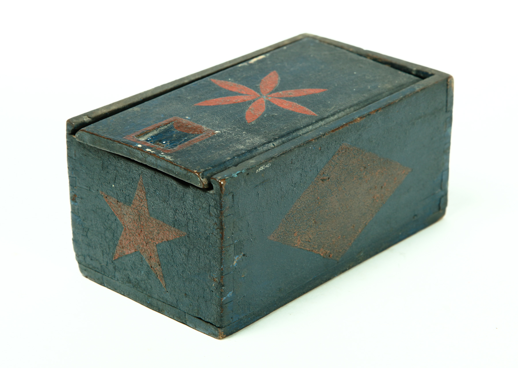 Appraisal: DECORATED SLIDE-LID BOX American or European st half- th century