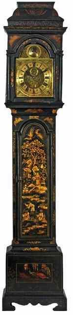 Appraisal: An th Century black japanned longcase clock the caddy top