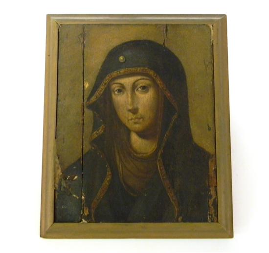 Appraisal: Icon on wood panel probably th C depicting the Virgin