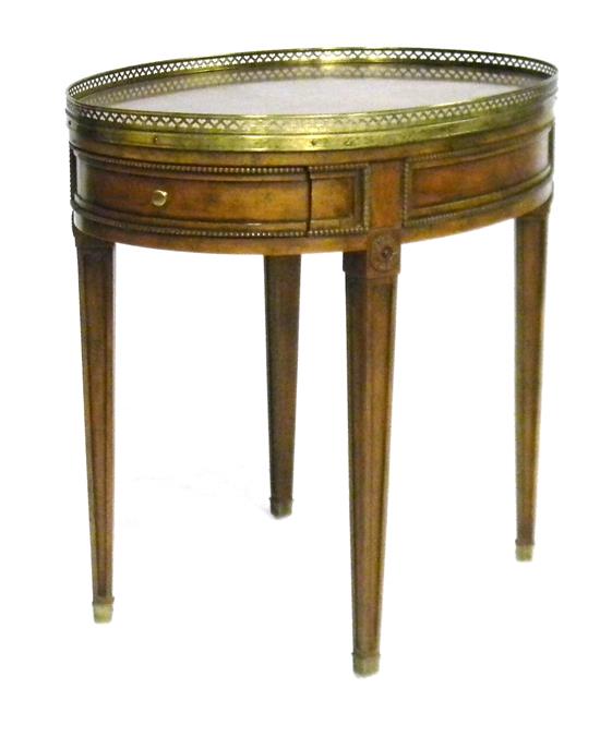 Appraisal: Baker single-drawer side table oval top surrounded by pierced metal