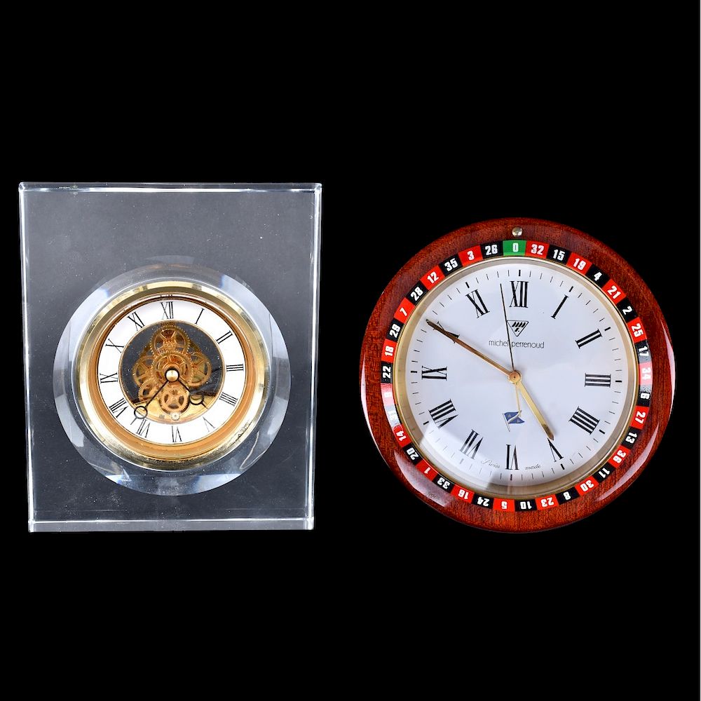 Appraisal: Two Novelty Clocks Two Novelty Quartz Clocks One a Michel