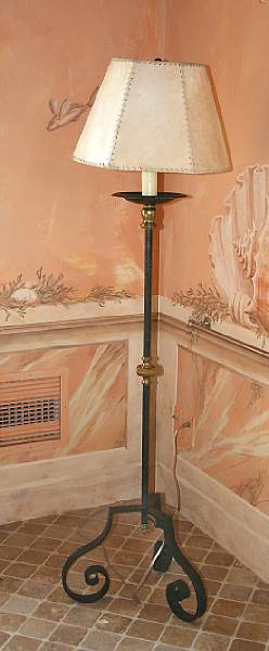 Appraisal: A Baroque style painted metal floor lamp modern Each slender