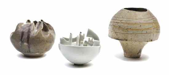 Appraisal: Three Ceramic Articles Ruth Duckworth comprising a mushroom form example