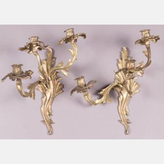 Appraisal: A Pair of Louis XV Style Gilt Brass Three Arm