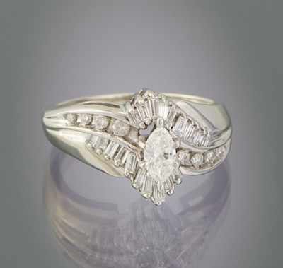 Appraisal: A Ladies' Marquis Diamond Ring k white gold ring set