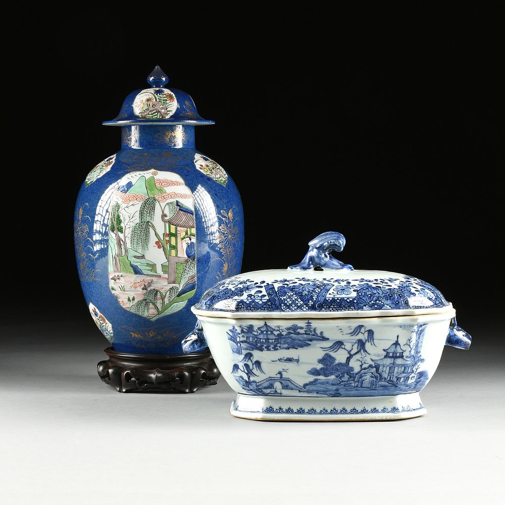 Appraisal: A SAMSON CHINESE STYLE BLEU SOUFFLE GROUND LIDDED GINGER JAR