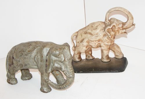 Appraisal: Artist unknown Title Cast Iron Elephant Doorstops a also serves