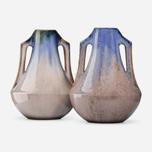 Appraisal: Fulper Pottery VASES SET OF TWO USA - flamb -glazed