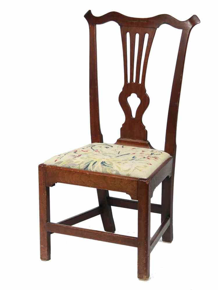 Appraisal: PERIOD SIDE CHAIR - Country Chippendale Side Chair in Solid