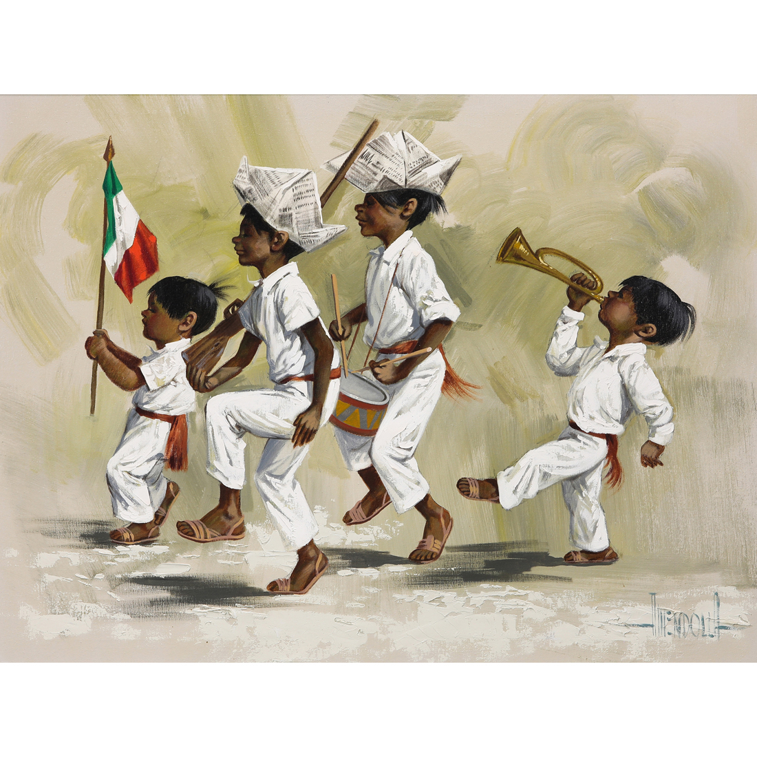 Appraisal: PAINTING LUIS AMENDOLLA GASPARO Luis Amendolla Gasparo Mexican - Children