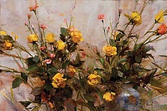 Appraisal: Richard Schmid Yellow Rosesoil on canvas x in