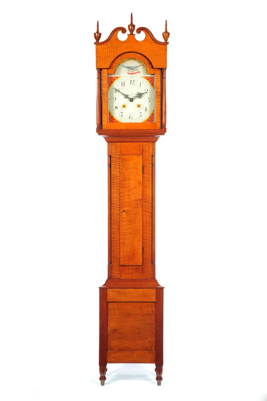 Appraisal: SHERATON TALL CASE CLOCK Ohio nd quarter- th century curly