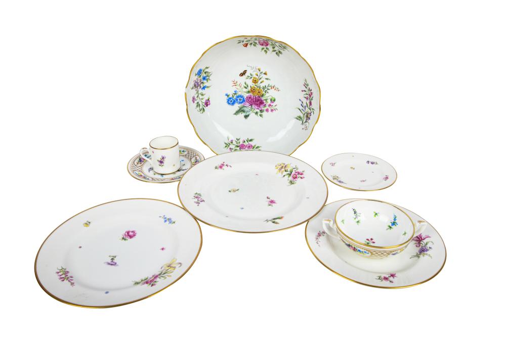 Appraisal: FRENCH HAND-PAINTED PARTIAL DINNER SERVICE th century some pieces with