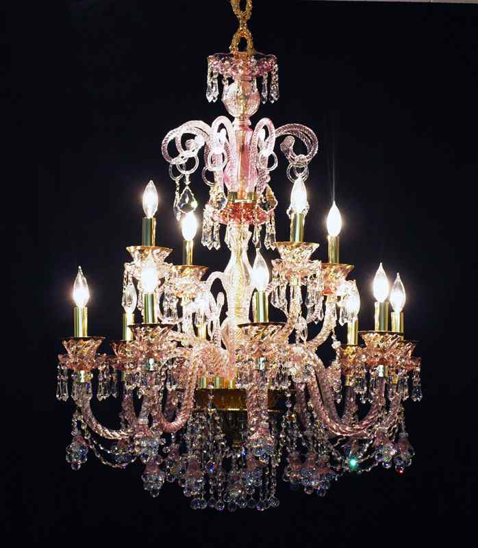 Appraisal: CONTEMPORARY VENETIAN GLASS LIGHT CHANDELIER Italian import by Cristalbronz Rose