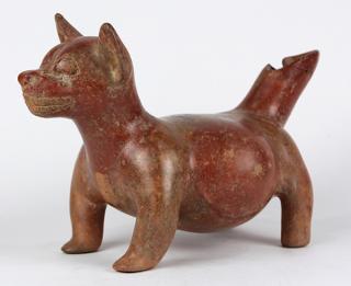 Appraisal: Pre-Columbian figural group depicting a friendly dog with some repairs