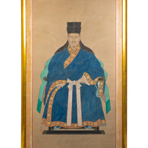 Appraisal: A Chinese Ancestor Portrait EARLY TH CENTURY watercolor on paper