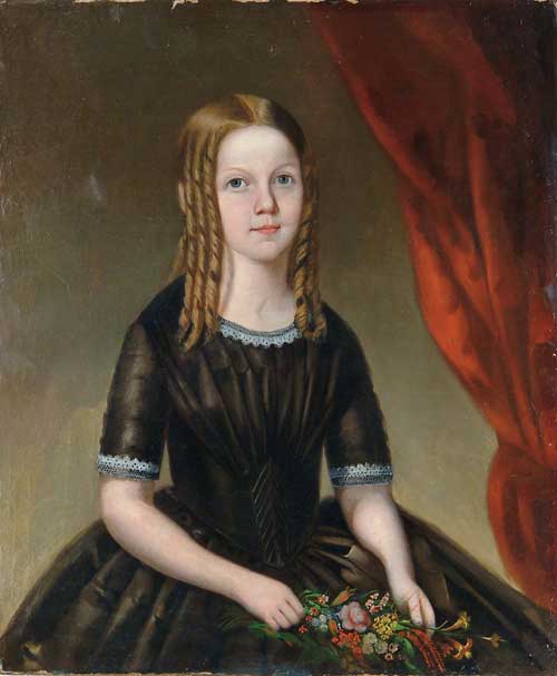 Appraisal: UNSIGNED American th Century PORTRAIT OF A GIRL WITH FLOWERS