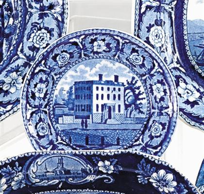 Appraisal: Historical blue transferware toddy plate john william ridgway hanley -