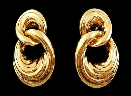 Appraisal: JEWELRY Pair of K yellow gold doorknocker form earrings non-pierced