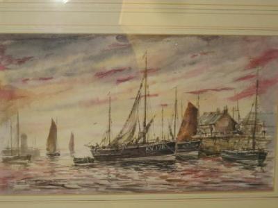 Appraisal: CHARLES MURRAY PADDAY Fishing Boats in Harbour signed x gilt