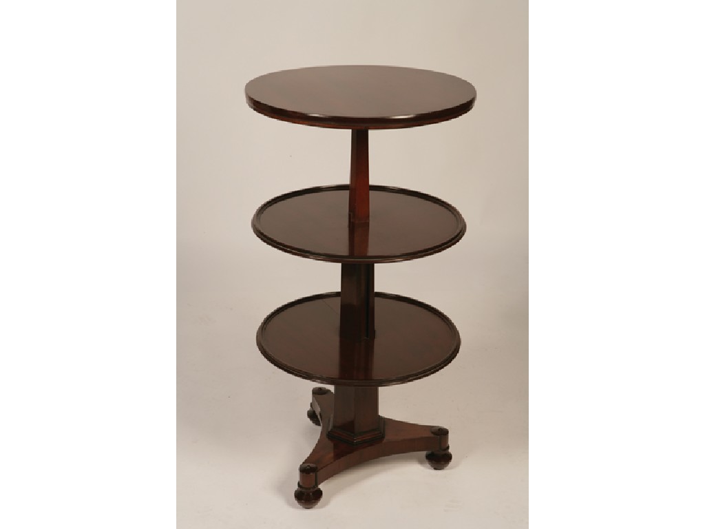 Appraisal: A WILLIAM IV MAHOGANY METAMORPHIC DUMB WAITER the three circular