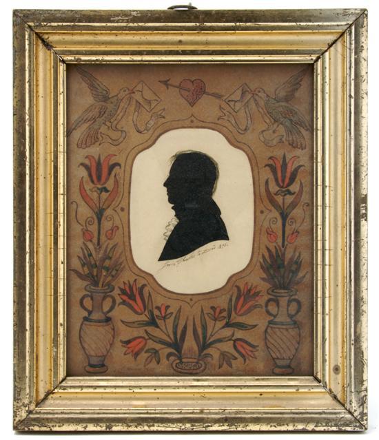 Appraisal: A Silhouette with Ink and Watercolor Addition C Andrews depicting