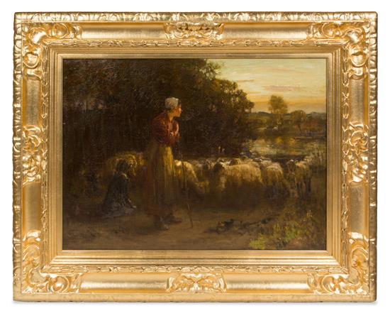 Appraisal: Sale Lot Thomas Austen Brown British Woman Herding Sheep oil