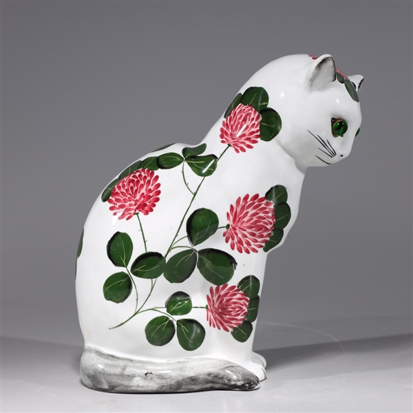 Appraisal: Vintage Plichta London ceramic cat with painted flowers to body