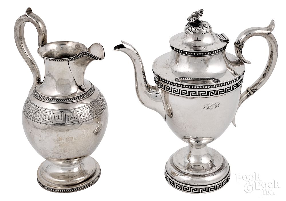 Appraisal: Philadelphia silver coffee pot etc Philadelphia neoclassical coin silver coffee