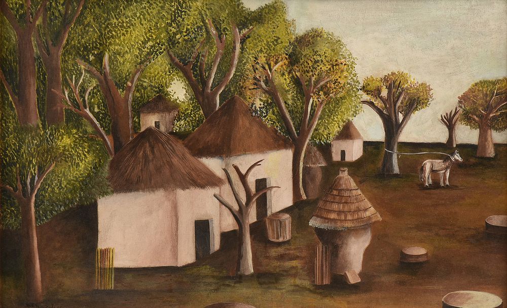 Appraisal: attributed to MARIA IZQUIERDO - A PAINTING Pueblo con Caballo