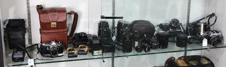 Appraisal: Vintage camera and accessory group Canon Pentax Mamiya Fuji lot