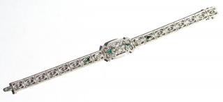 Appraisal: Art Deco K White Gold Diamond Bracelet s Three round