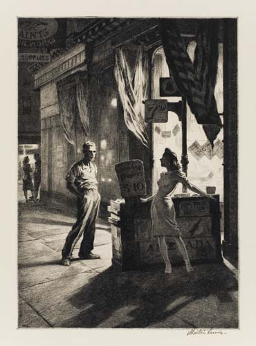 Appraisal: MARTIN LEWIS Chance Meeting Drypoint - x mm x inches