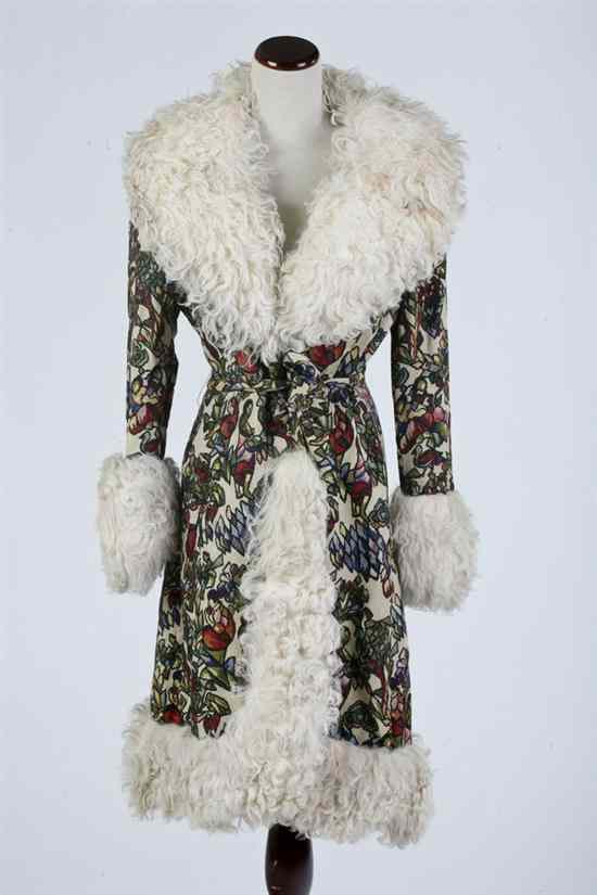 Appraisal: VINTAGE LILLI ANN TAPESTRY COAT WITH LAMB'S WOOL TRIM s