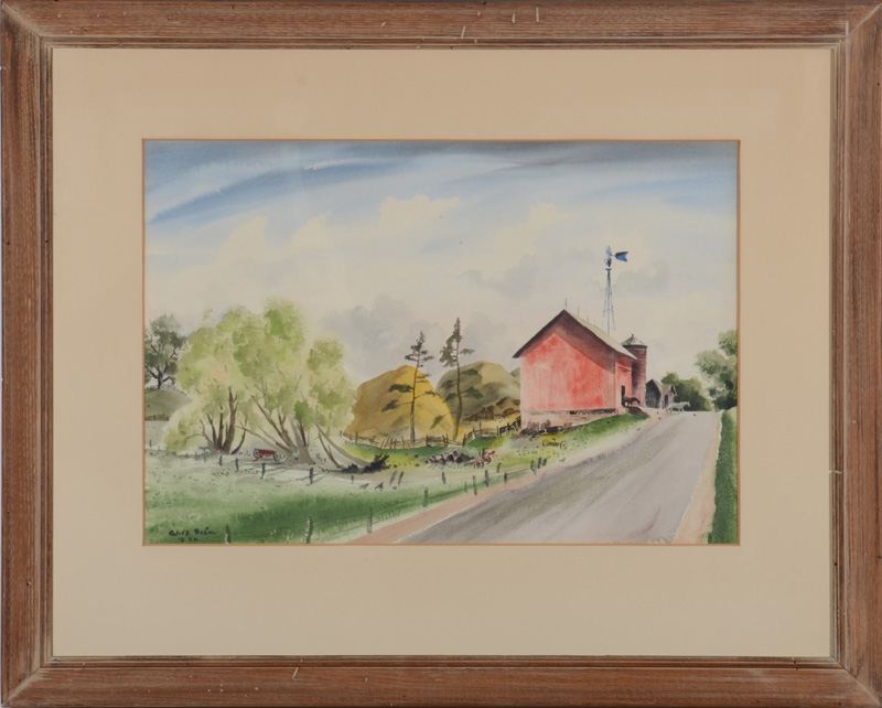 Appraisal: ADOLF DEHN - BARN IN FARMYARD Watercolor on paper signed