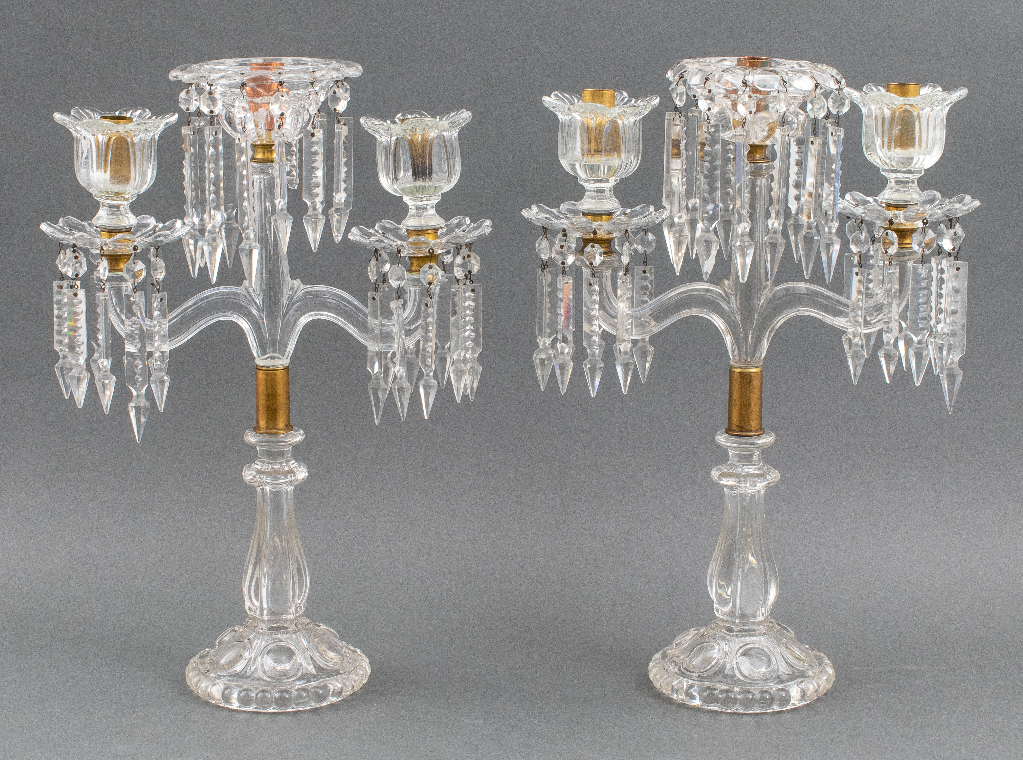 Appraisal: BACCARAT -ARMED CANDELABRAS PAIR Pair of French Baccarat glass candelabra