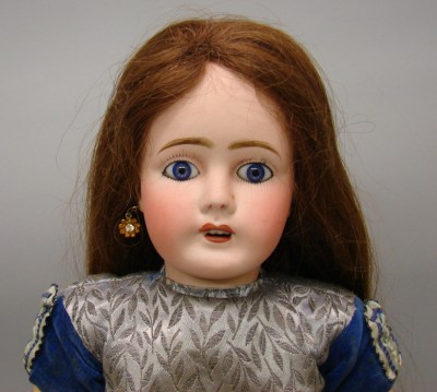 Appraisal: LIMOGE FRANCE bisque doll Blue paper weight eyes open mouth