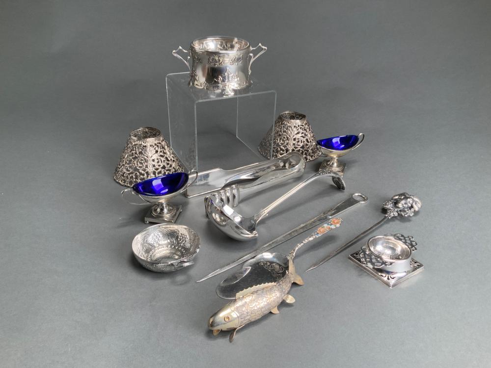 Appraisal: COLLECTION OF SILVERPLATE TABLE ARTICLES INCLUDING WMF SALT CELLARS AND