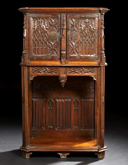 Appraisal: French Mahogany Court Cupboard th century in the Gothic taste