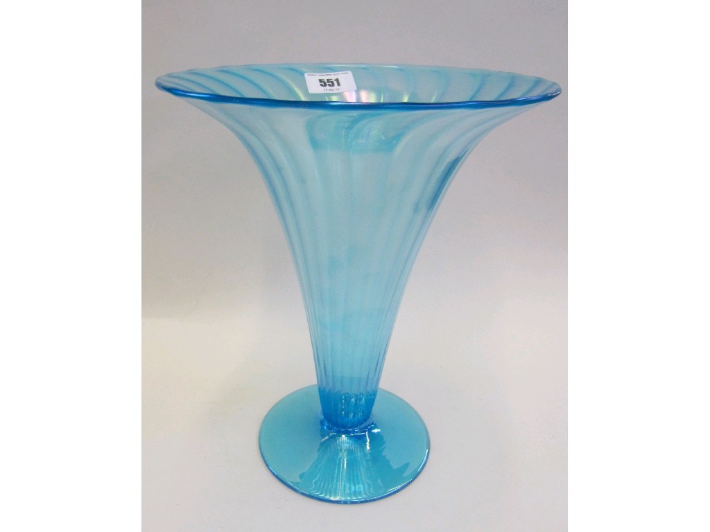 Appraisal: Blue glass iridescent vase and a Carter Stabler Adams foliate