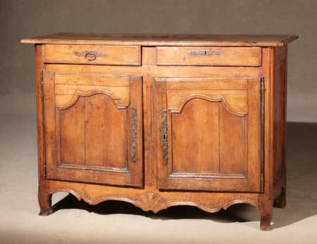 Appraisal: Louis XV Provincial Iron-Mounted Pearwood Buffet Composed of th Century