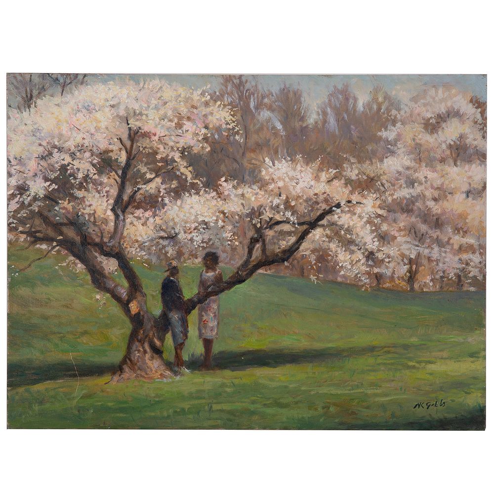 Appraisal: Nathaniel K Gibbs First Sign of Spring oil American -