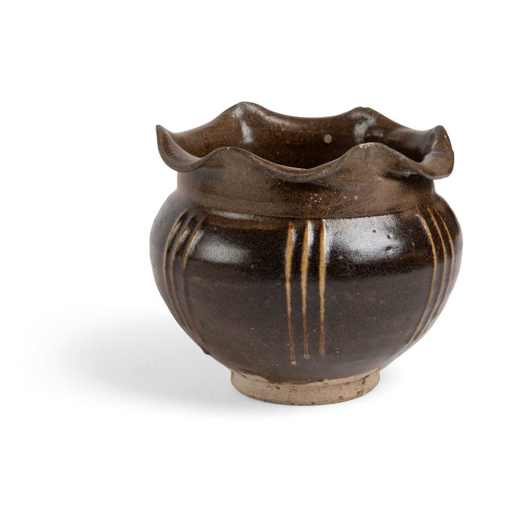 Appraisal: CIZHOU TYPE BROWN-GLAZED FOLIATE RIM JAR NORTHERN SONG OR JIN