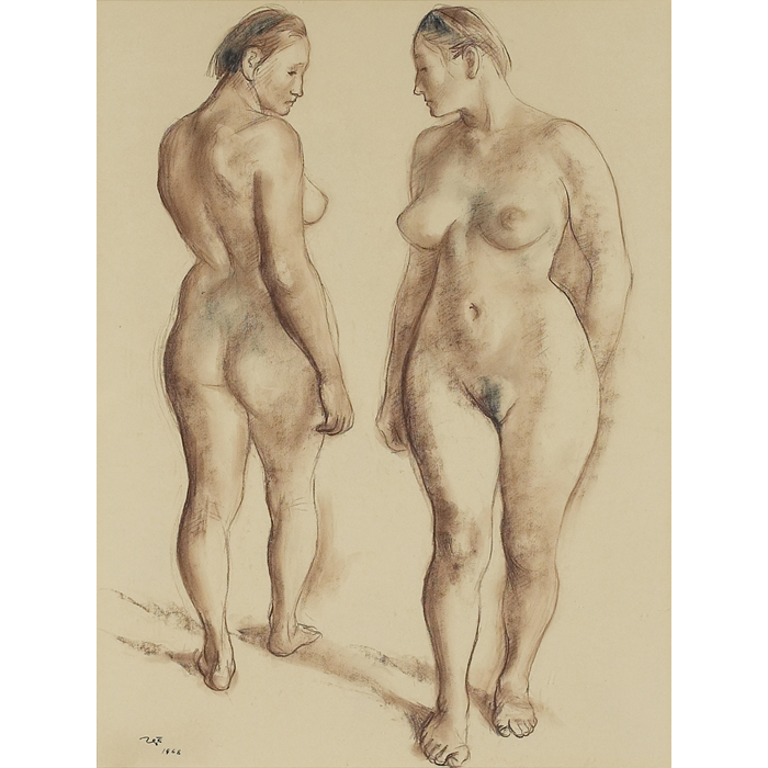 Appraisal: Francisco Zuniga Mexican - ''Nudes '' conte crayon '' x