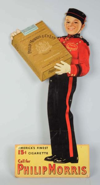 Appraisal: Philip Morris Diecut Bellhop Cardboard Sign This Philip Morris sign