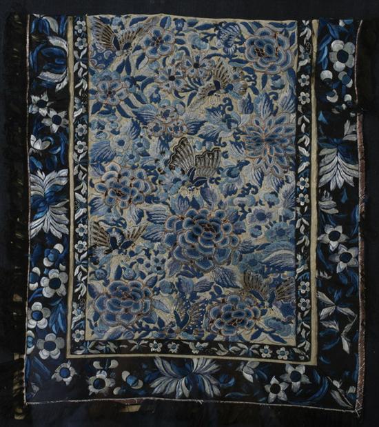 Appraisal: CHINESE EMBROIDERED SILK FRAGMENT Worked in satin stitch to depict