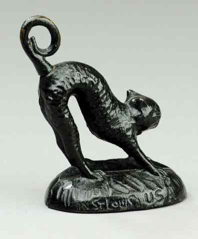 Appraisal: BLACK CAT PAPER WEIGHT St Louis USA debossed advertising on