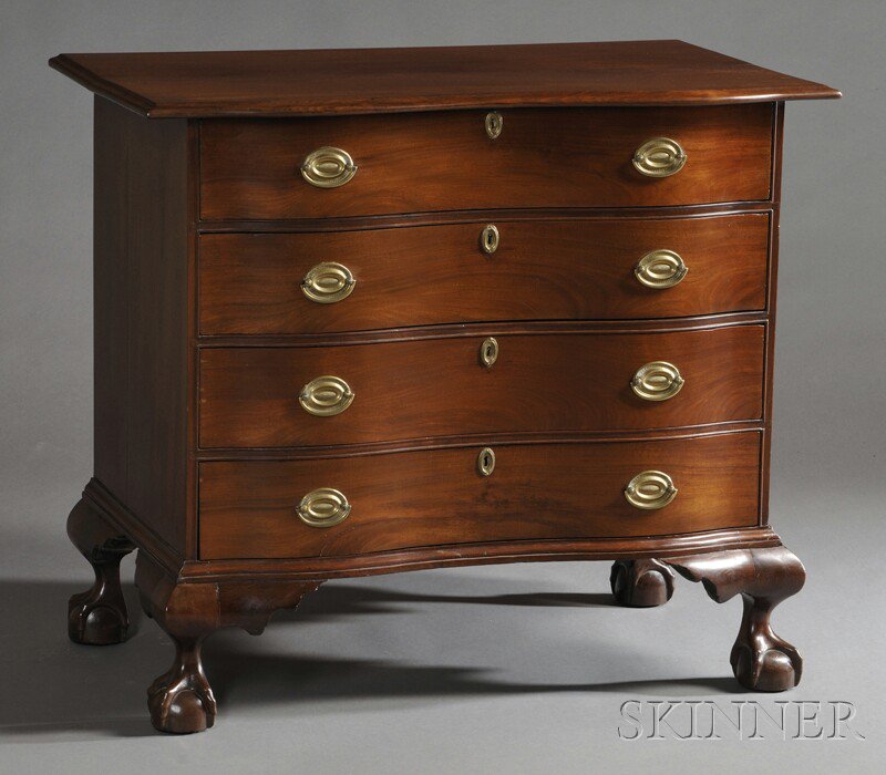 Appraisal: Chippendale Carved Mahogany Reverse-serpentine Chest of Drawers probably North Shore