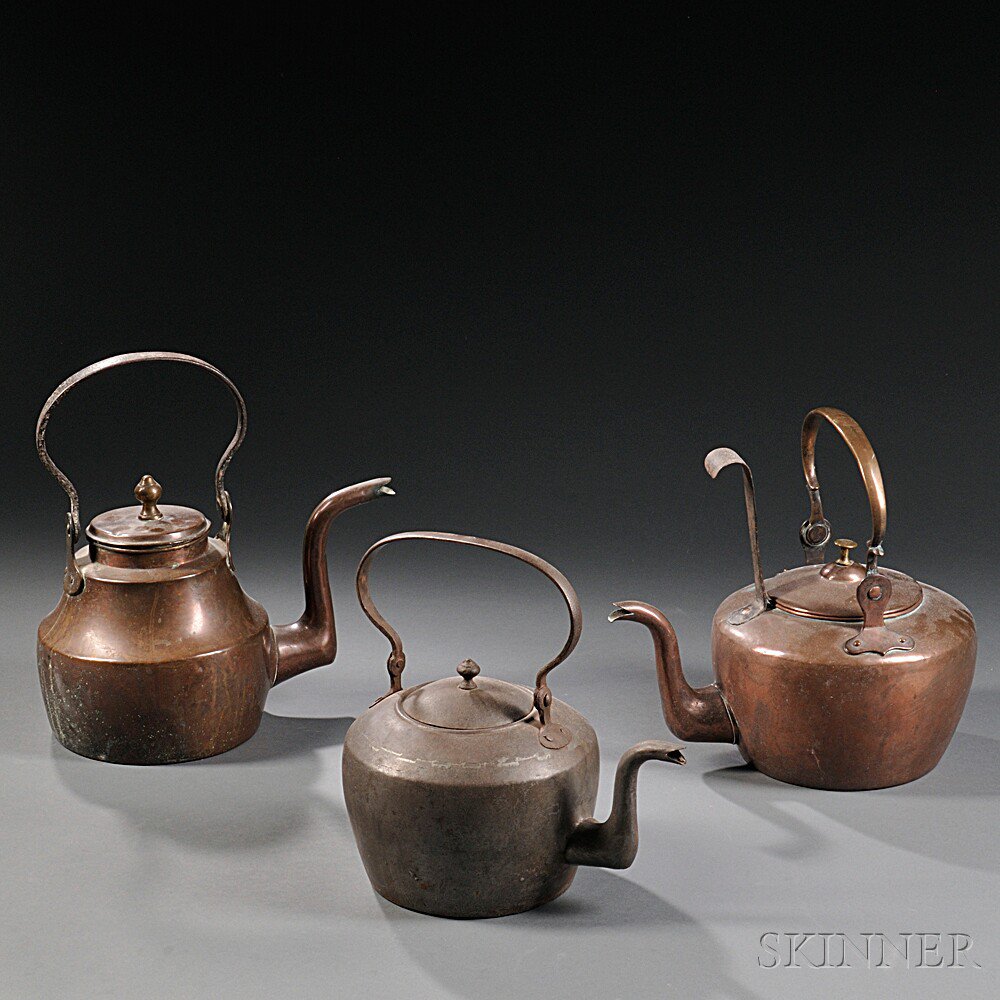 Appraisal: Three Hearth Kettles England or America early th century one