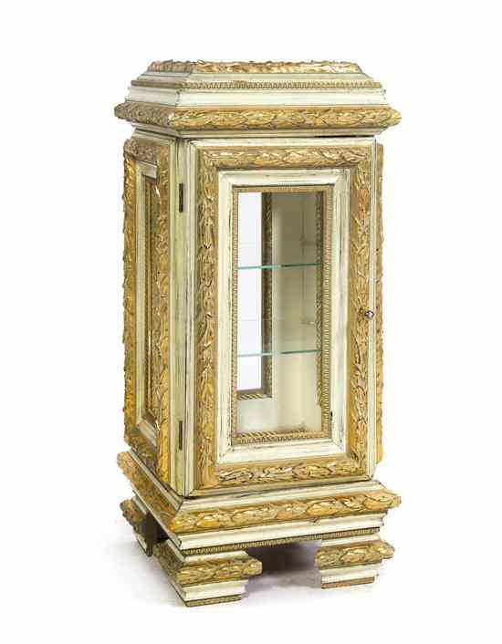 Appraisal: A Painted and Parcel Gilt Table Vitrine with glazed sides